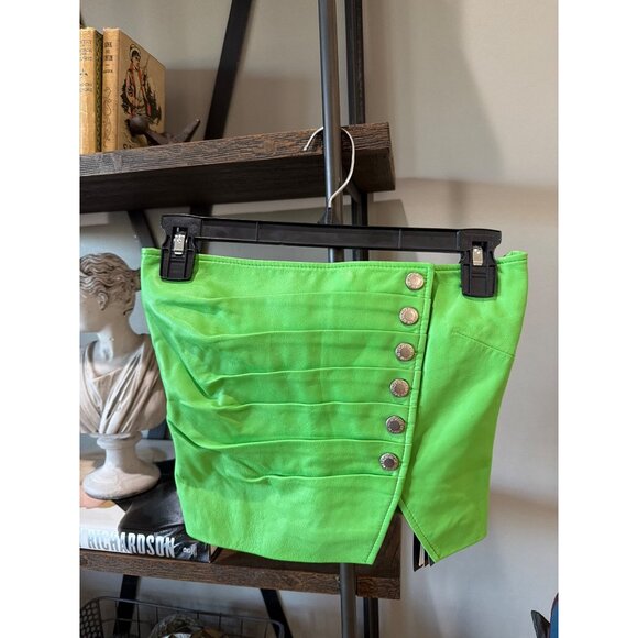 Retrofete Joelle Leather Strapless Top Green Womens Size Small - Picture 4 of 11